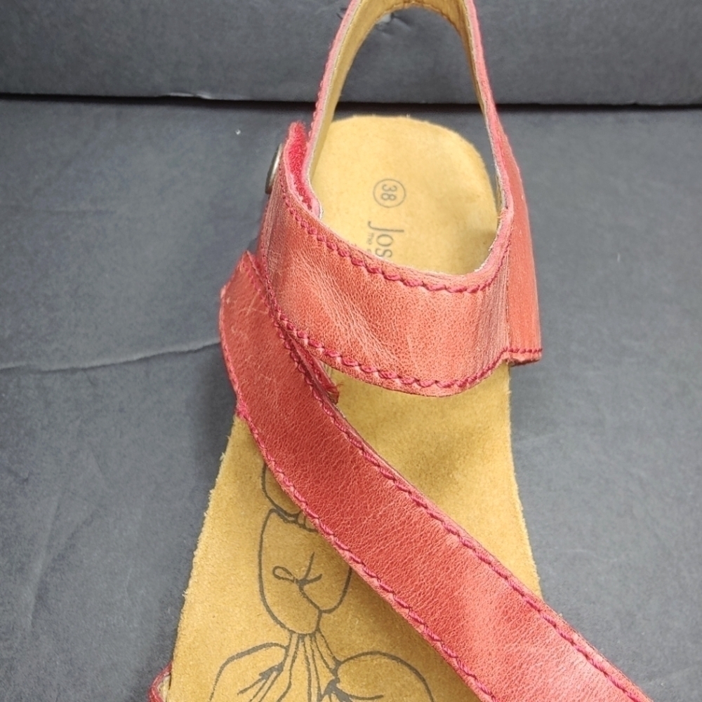 Josef Seibel Women's Tonga 25 Fisherman Red Leather Strappy Sandal Size 7 - 7.5 - Picture 4 of 15
